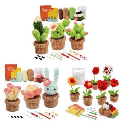 Crochet Pot Plant Kits for Beginners DIY Crochet Starter Kits with Yarn, Hooks