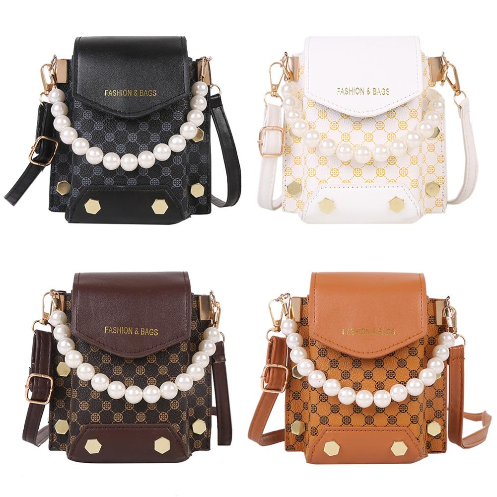 

Online fashion 2024 Korean minority mobile phone bag pearl handbag ins new