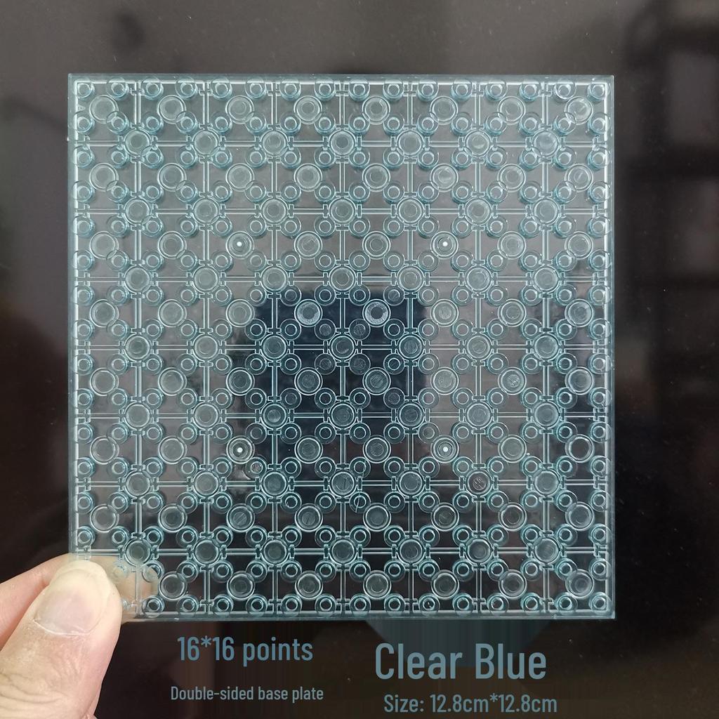 Double-Sided 16x16 Transparent Stud Baseplate for MOC Building Block Scene
