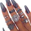Retro Floral Carved Multi-Piece Stacking Ring Set