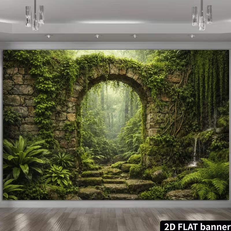 2D Flat Printing Banner for Jungle and Enchanted Forest Party Decorations