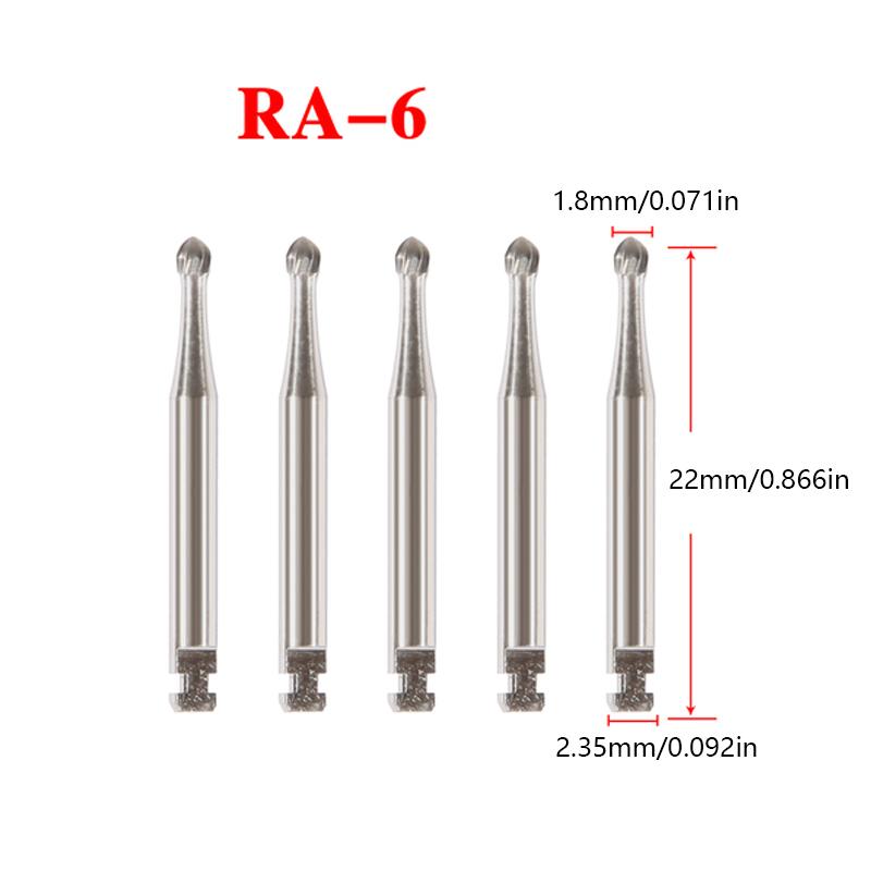 

5Pcs/Box Dental Tungsten Carbide Burs Low Adjustable Speed Round Ra Series Ideal For Dental Lab Or Clinic Shank Dia.=2.35Mm Length=22.5Mm