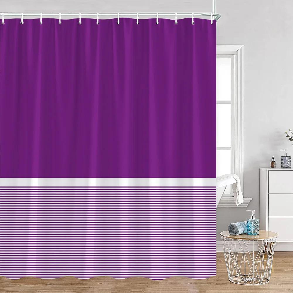 Solid Striped Shower Curtain Pink Yellow Blue Green Pattern Modern Simple Bath Curtains Polyester Cloth Home Bathroom Decoration