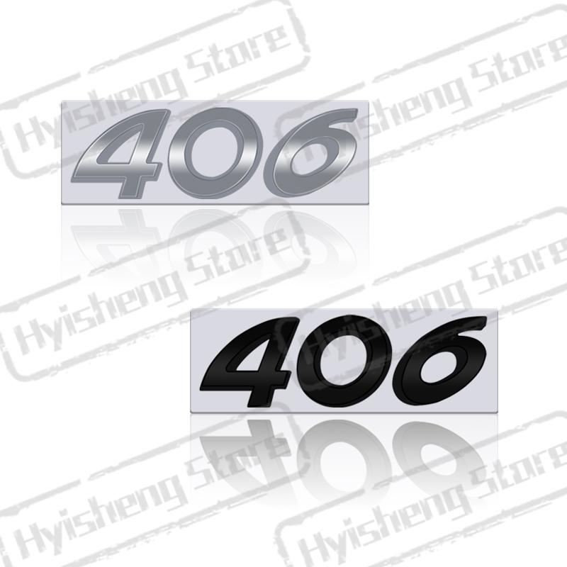 1Pc 3D Metal Sticker For 406 407 Emblem Letters Badge Decoration Rear Trunk Stickers Car Styling Accessories