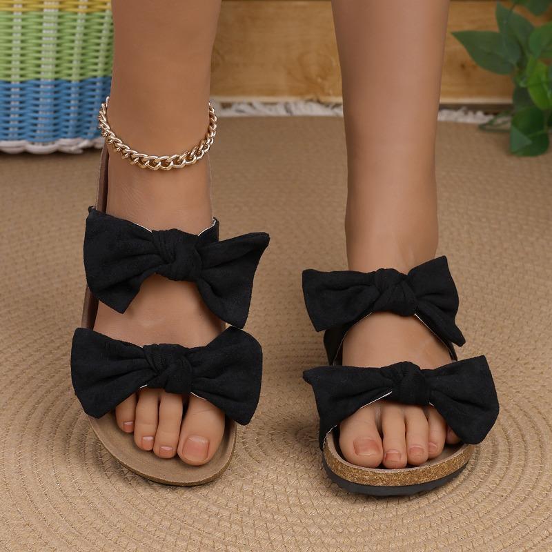 

Large size flat-bottomed bow one-word slippers women s popular summer new Middle East hot-selling cool slippers women 43 чорний