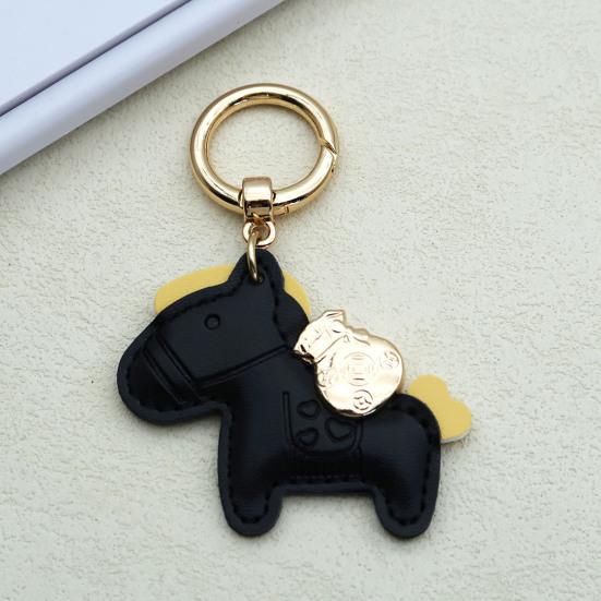 Horse Keychain Imitation Leather Cartoon Design Year of Horse Key Chain Bags Phones Cars Versatile Accessories