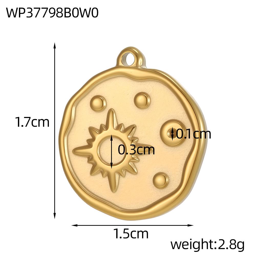 CARLIDANA Retro Geometric Jewelry Pendant Charms Stainless Steel Gold Plated Embossed Coin Moon Sun Jewelry Accessories Earrings