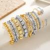 5-piece Punk Style CCB Round Beaded Bracelet Multi-Layer Stackable Chain Design Open Women's Wristlet