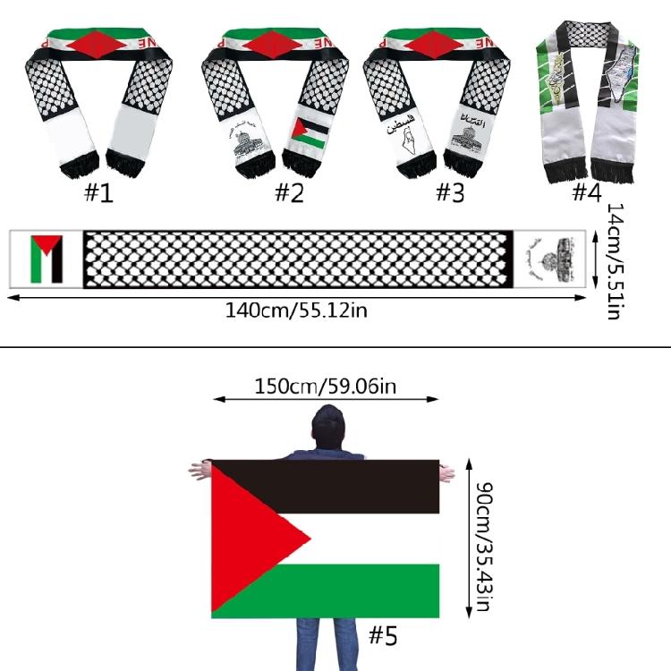 Vibrant Scarf with Palestine Flags Print Fringed Neck Scarf Palestinian Neckwrap