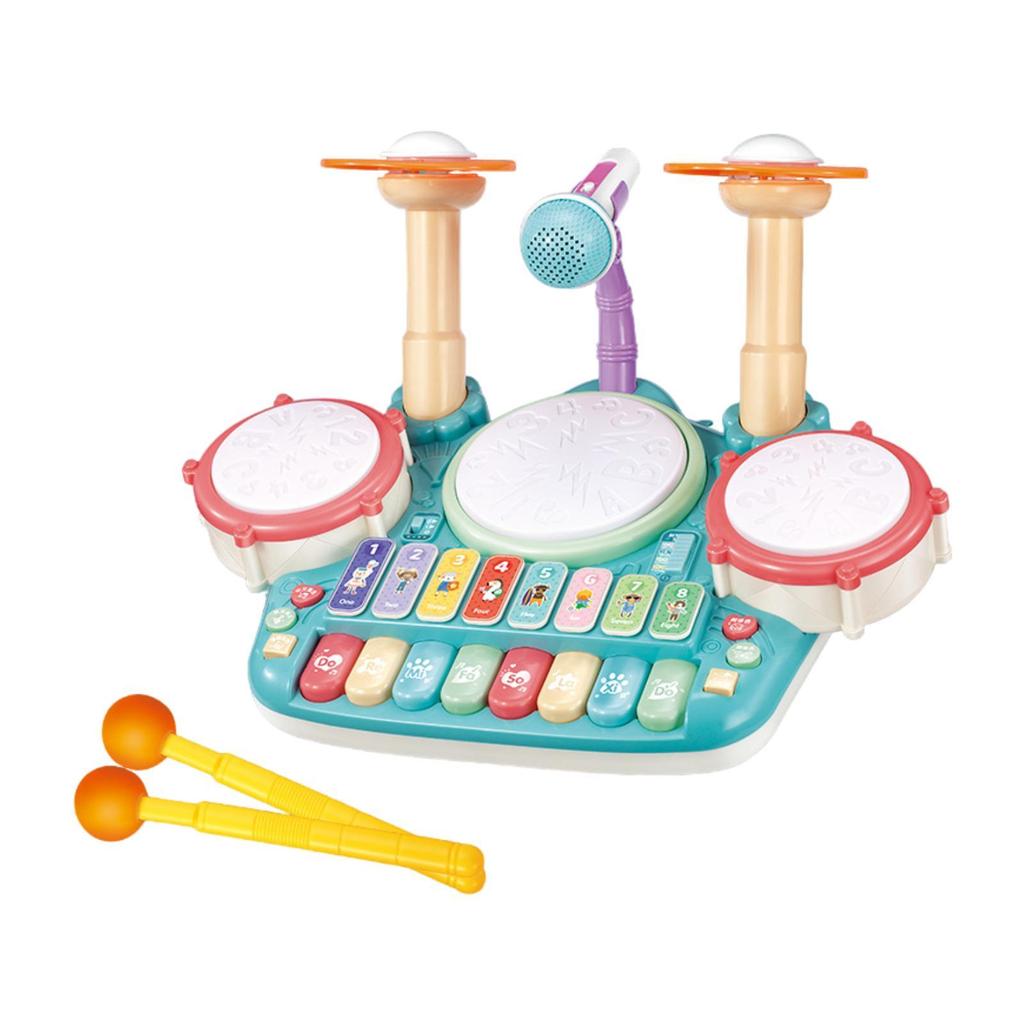 Kids Drum Toy Electronic Keyboard Drum Kid Music Toy with Microphone Baby Beginner Drum Set for Preschool Boys Kids Children