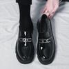 Fashion Thick soled men's leather shoes Trendy designer style Dress up party Fashion youth versatile shoes Classic Black loafer Hot