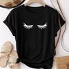Kawaii Fashion Graphic Women Tops Eyelashes Print Lashes Women T Shirt Tee Funny Makeup Aesthetic Shirt Camisas Mujer