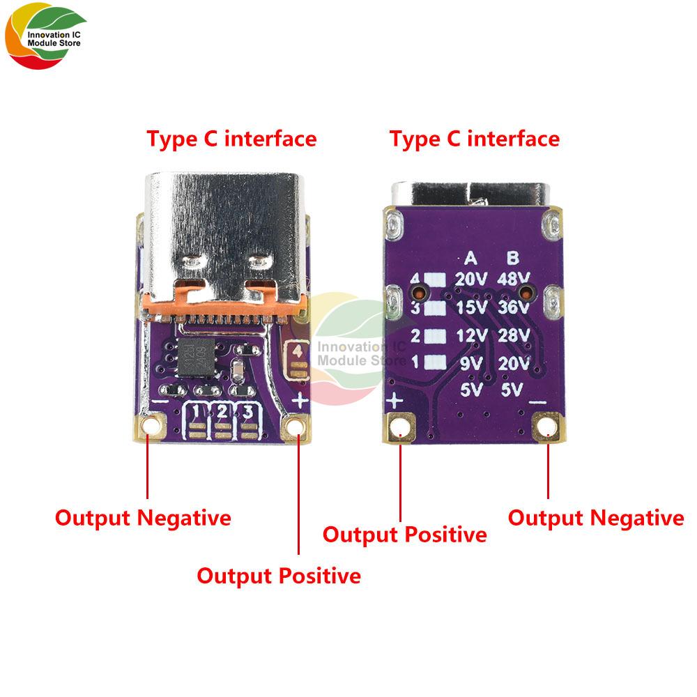 Fast Charging Module PD3.0 PD3.1 QC3.0 Trap DC 5V/9V/12V/15V/20V Type C Interface to DC Trigger for Efficient Power Delivery