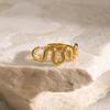 Women's 18k Gold Wave Pattern Stainless Steel Ring - European & American Style Titanium Steel.
