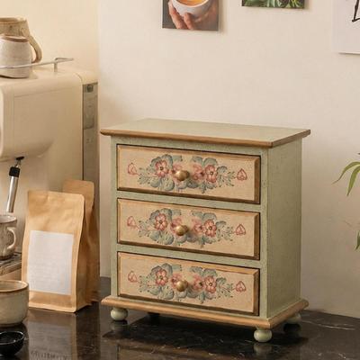 Wood Desktop Organizer with Drawers Wooden Storage Box for Makeup Mail