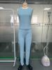 2024 Trendy Women's Sportswear: Hooded Sweatshirt, Ribbed Slim Vest, and Pants Set.