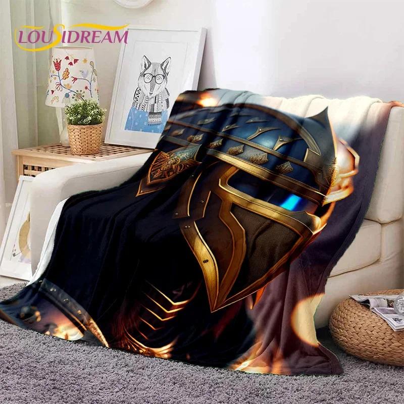 Chevalier Templier Croisé Dessin Animé Couverture Douce en Flanelle pour Lits Chambre Canapé Pique-nique, Couverture Jetée pour Couvrir Cadeau Extérieur