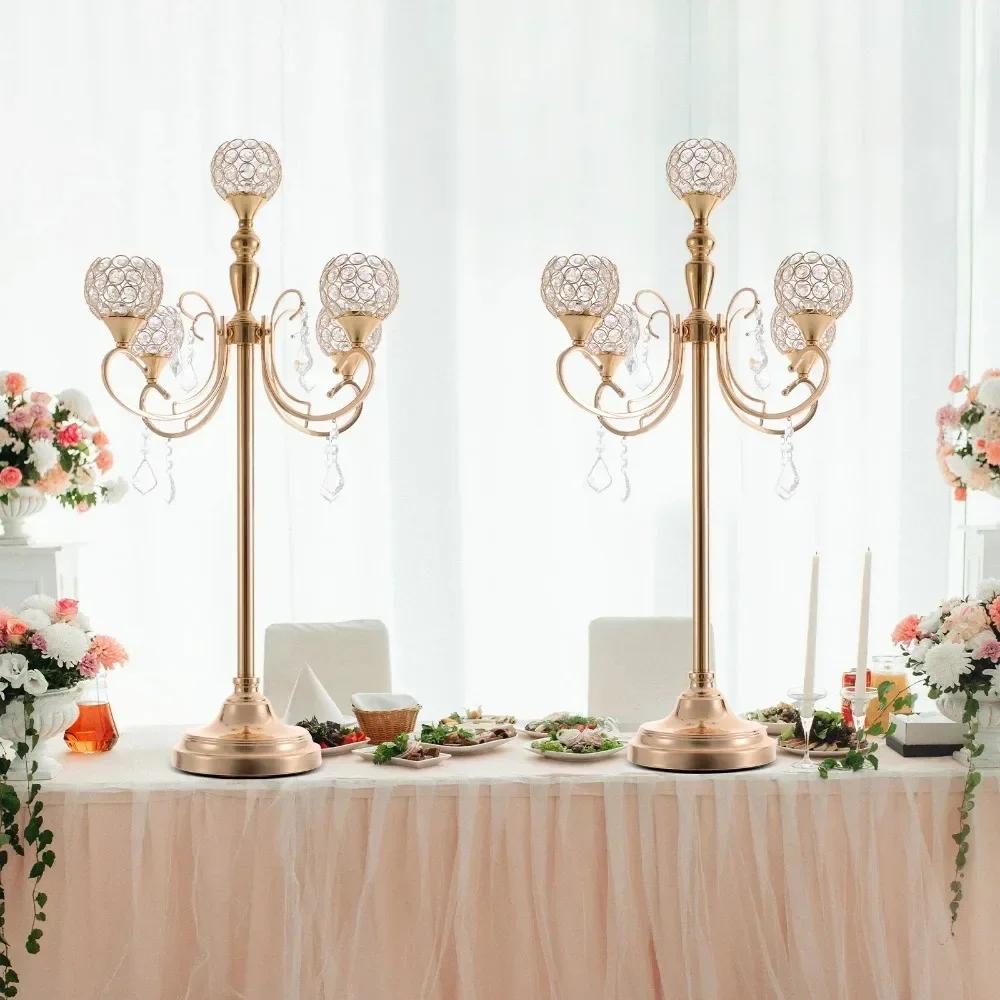 

5-Arm Crystal Candelabra Centerpiece, Candle Holder, Candelabra Centerpiece United States