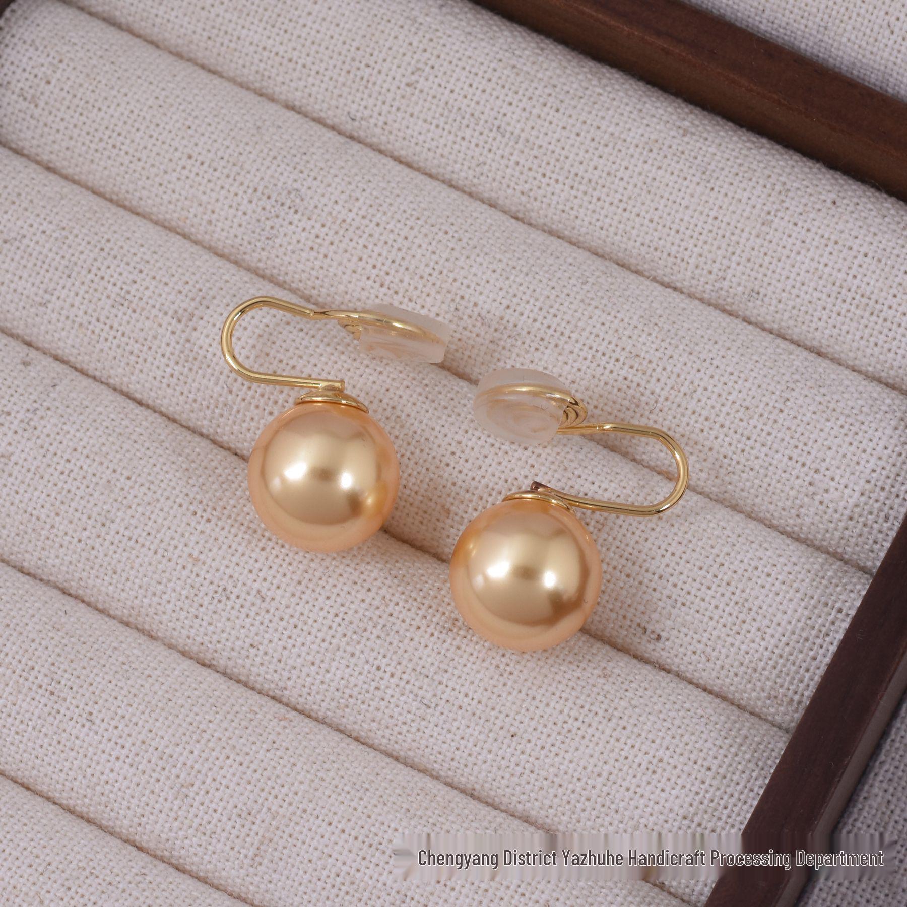 

Винтажные клипсы для ушей в французском стиле с жемчугом - Не требуют прокола золотой