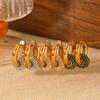 18K Gold Stainless Steel Earrings Zircon Round Hoop Pendant Ear Cuff Women's High-end Ear Jewelry