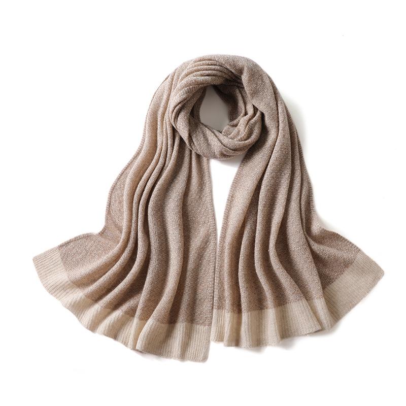 

Новый кашемировый шарф женский ветрозащитный контрастного цвета вязаный теплый универсальный студенческий зимний шарф 180cm верблюд