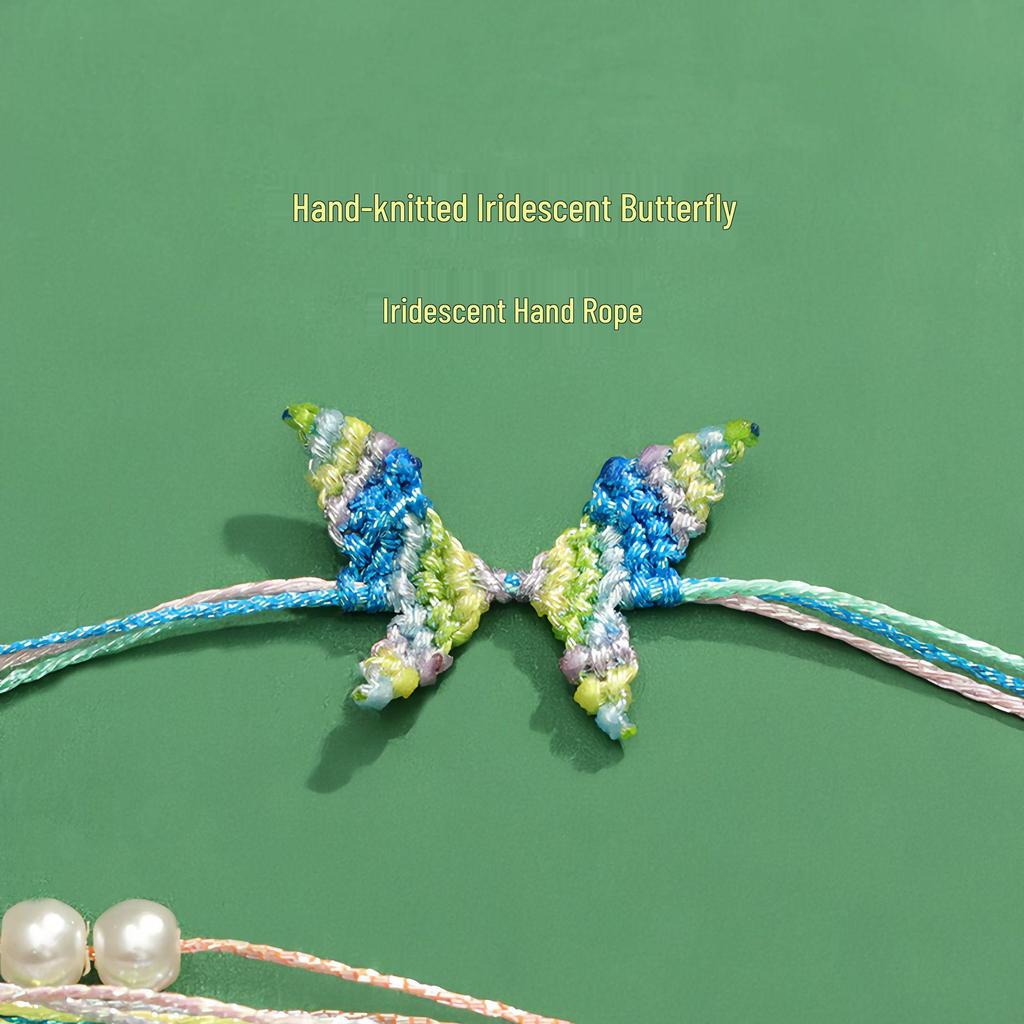 Iridescent Dragon Boat Festival Butterfly Bracelet: Handmade Five-Color Rope for Couples and Best Friends