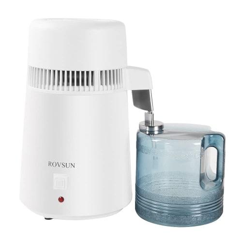 ROVSUN Upgraded 1.1 Gallon/4L Water Distiller with Flame-Retardant, BPA-Free Container & Stainless Steel Interior, Countertop Distiller for Home Use,