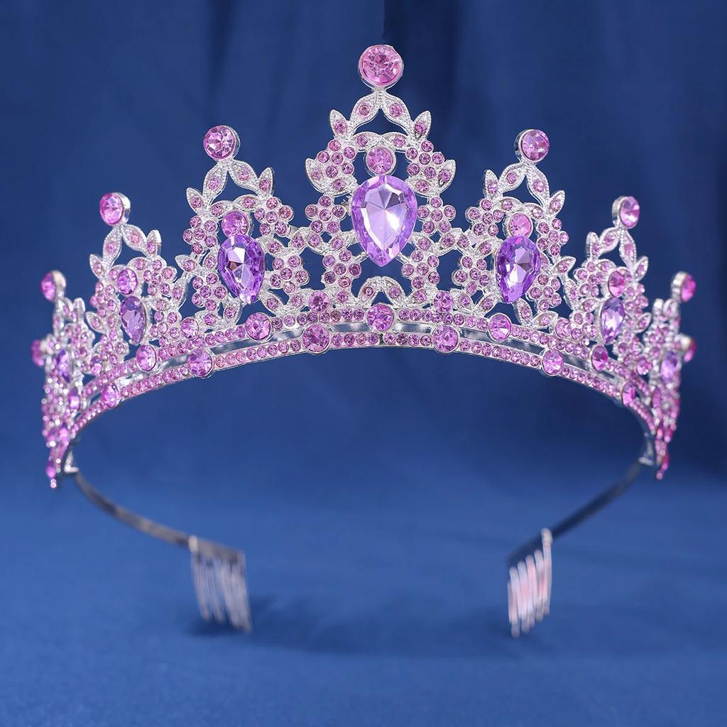 Baroque Vintage Crystal Rhinestone Crowns With hair comb Diadems Headbands For Women Bride Wedding Hair Accessories Jewelry NONE