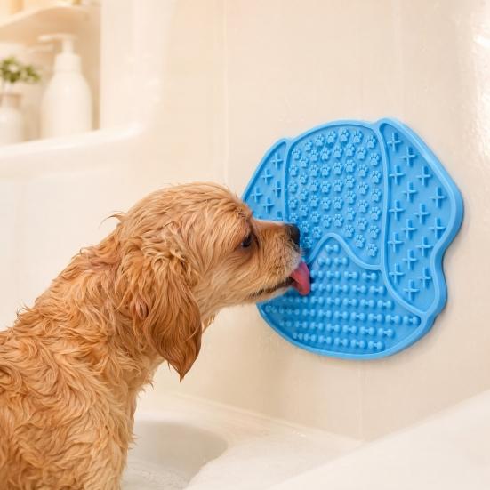 Pet Slow Food Mat with Strong Suction Cup, Puppy Head Design Pet Feeding Mat, Dog Slow Eating Bowl Accessory for Prevent Choking Anxiety Relief
