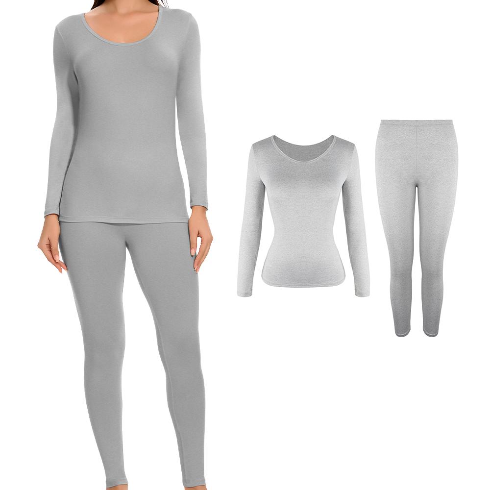Winter Thermal Underwear Sets for Women Round Collar Long Johns High Stretch Base Layer Soft Top & Bottom Keep Warm Pajamas