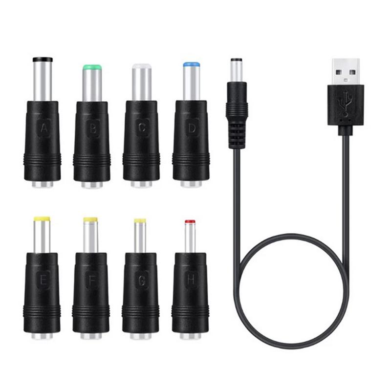 8 In1 Multi Types 5V Usb To Dc To 5.5*2.1Mm Usb Charging Cord Power Plug Converter Adapter For Laptop Etc