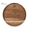 Wooden Cake Platter & Fruit Tray Circular Decorative Coffee Table Tray with Raised Edges Kitchen Serving Platter for Parties