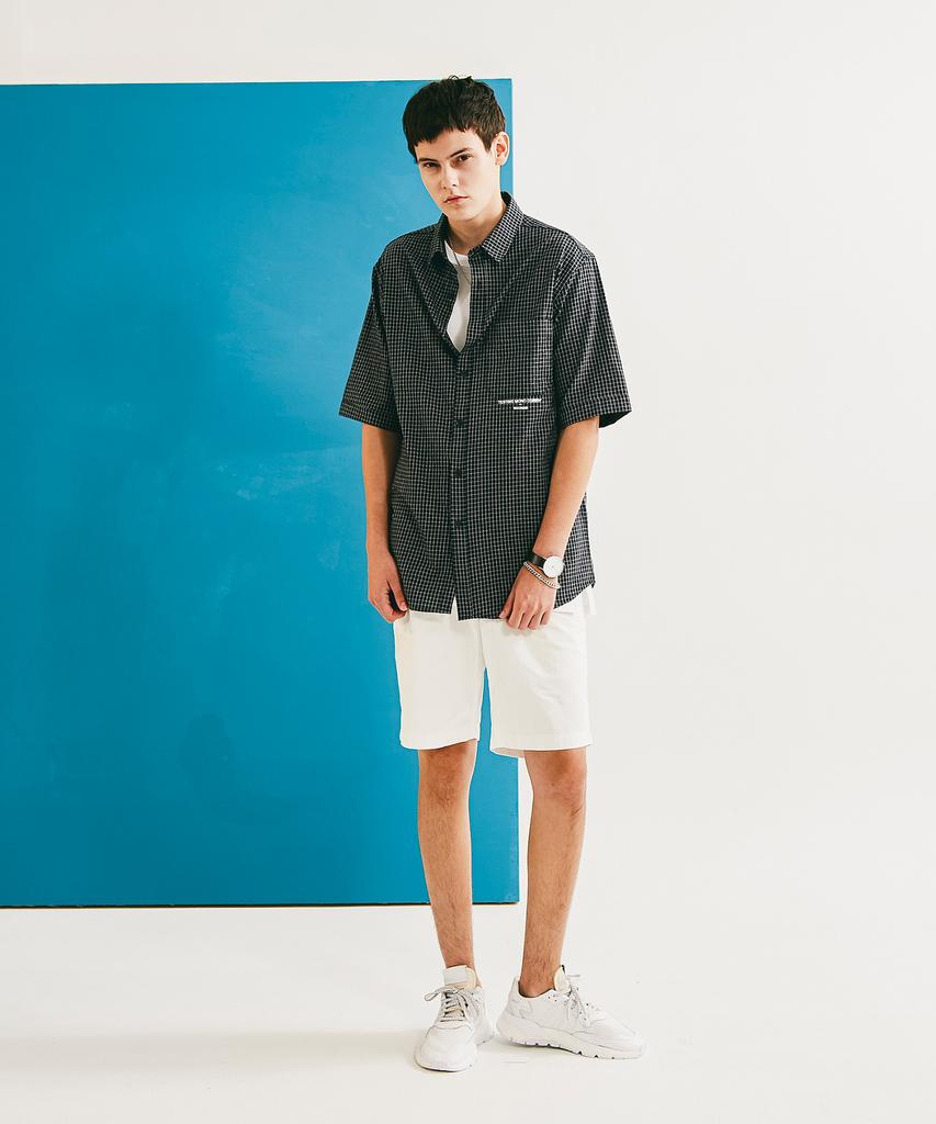 RUONINE Check Short Sleeve Shirt Gck_Navy(L)