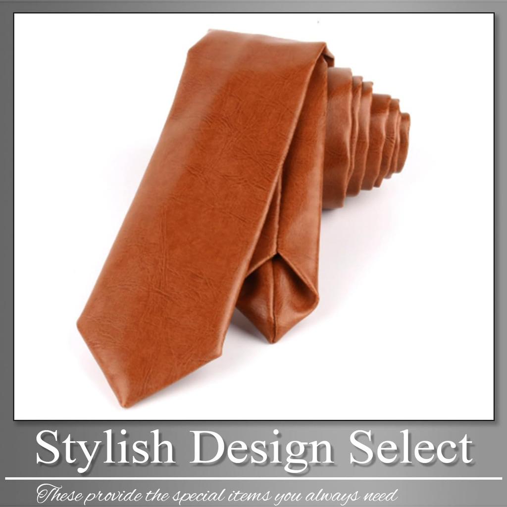 [Buzz Selection] Leather Necktie, Plain, Simple, Business, Formal, Casual, Wedding, Men's AC541 (Silver)