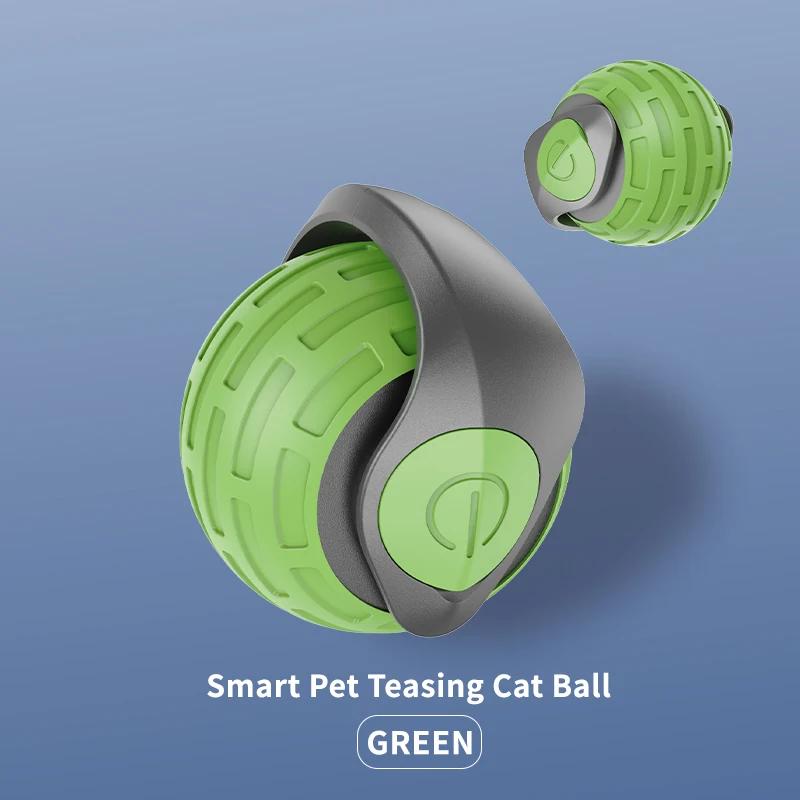 

New Interactive Cat Toys Ball Auto Electric Rolling Ball Toys for Cat Kitty Pet Smart Automatic Teaser USB Rechargeable Cat Toy зелений