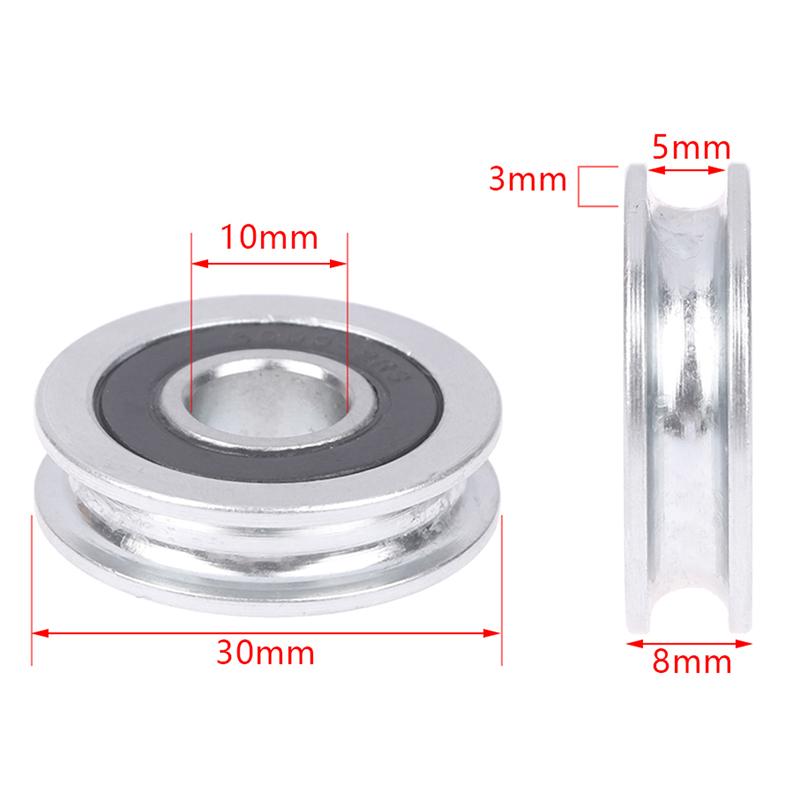 1 pz 10*30*8 mm U-Groove cuscinetto puleggia ruota concava non standard per filo da 5 mm