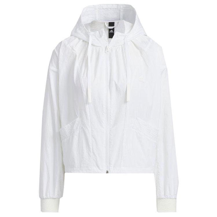 Adidas Fustl Jacket 6 Solid Color Sports Casual Hooded Long Sleeve Jacket Women Jackets White IY3370