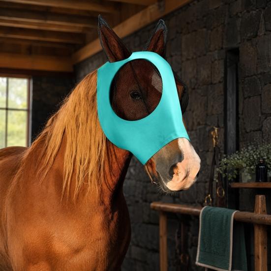 Horse Fly Mask, with Wide Eye Opening Space, Soft Lightweight Breathable Mesh Mask, for Insect And UV Protection