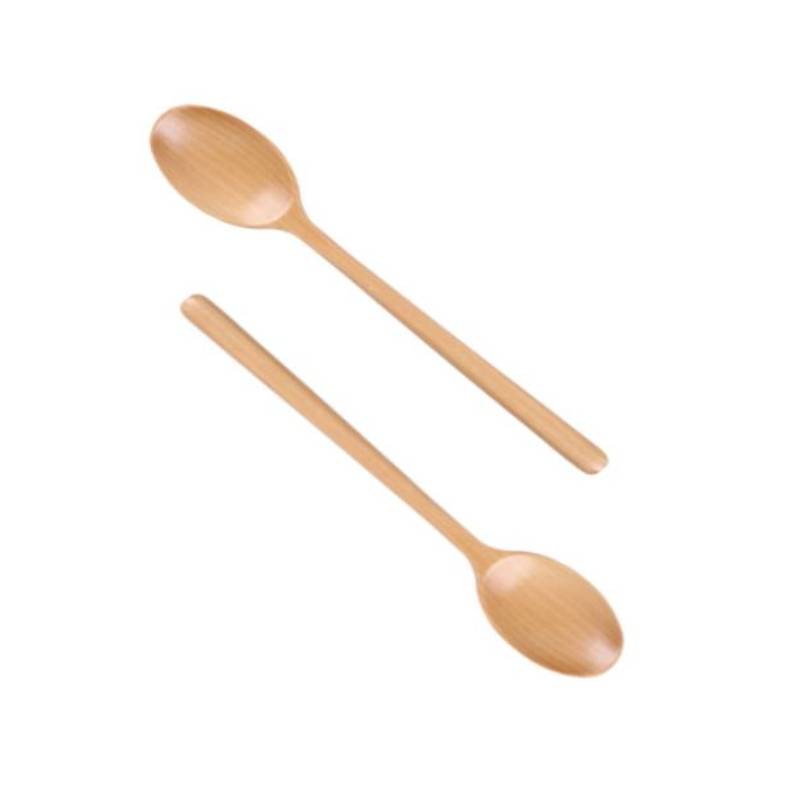2pcs 23cm Wooden Spoon With Long Handle Serving Utensil Japanese Style Oval Soup Spoon for Eating Mixing Stirring Cooking Baking