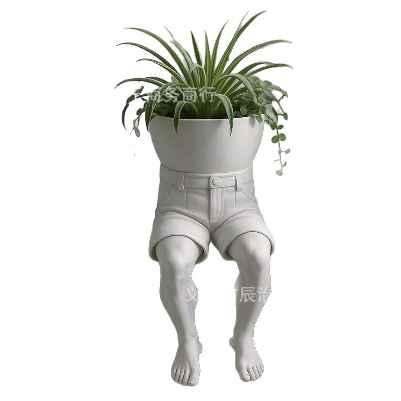 Nordic Succulent Plant Pot Succulent Personality Half Body Jeans Skirt Resin Crafts Lazy Potted Plant