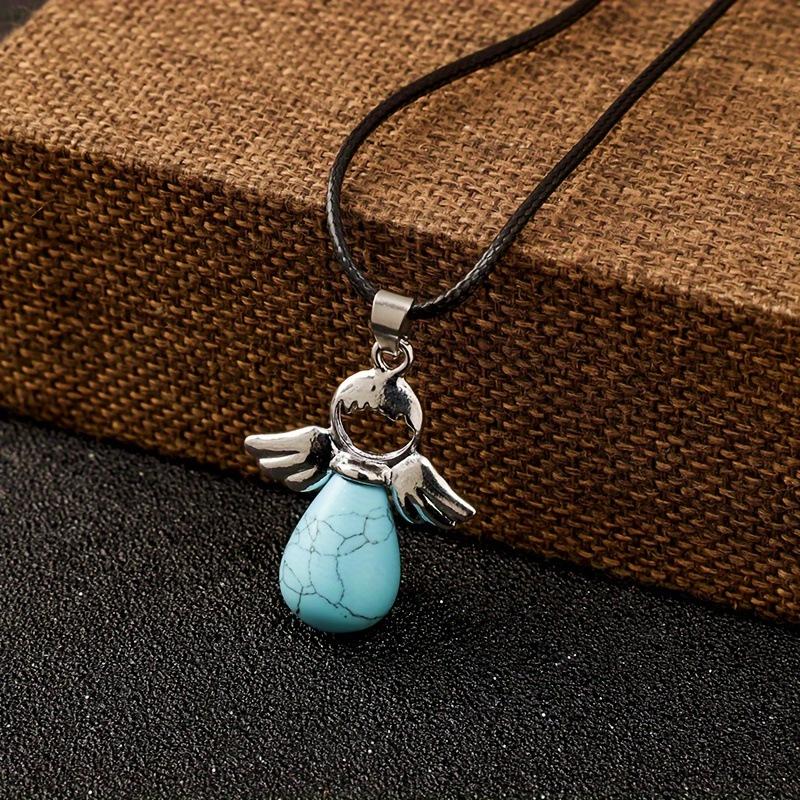 Amethyst Rose Quartz Angel Wing Pendant with Aventurine Stone