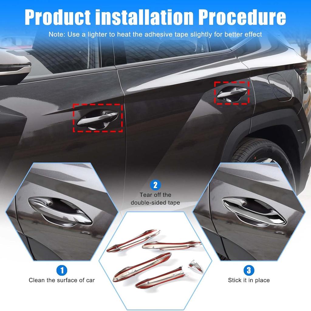Door Handle Cover Protector for H-yundai Santa Cruz 2022 2023 2024 Accessories, ABS Car Exterior Door Handle Cover Trim 5Pcs (Sliver)