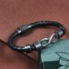 2026 European and American New Retro 8-character Black Bracelet Simple and Versatile Bracelet Leather Men
