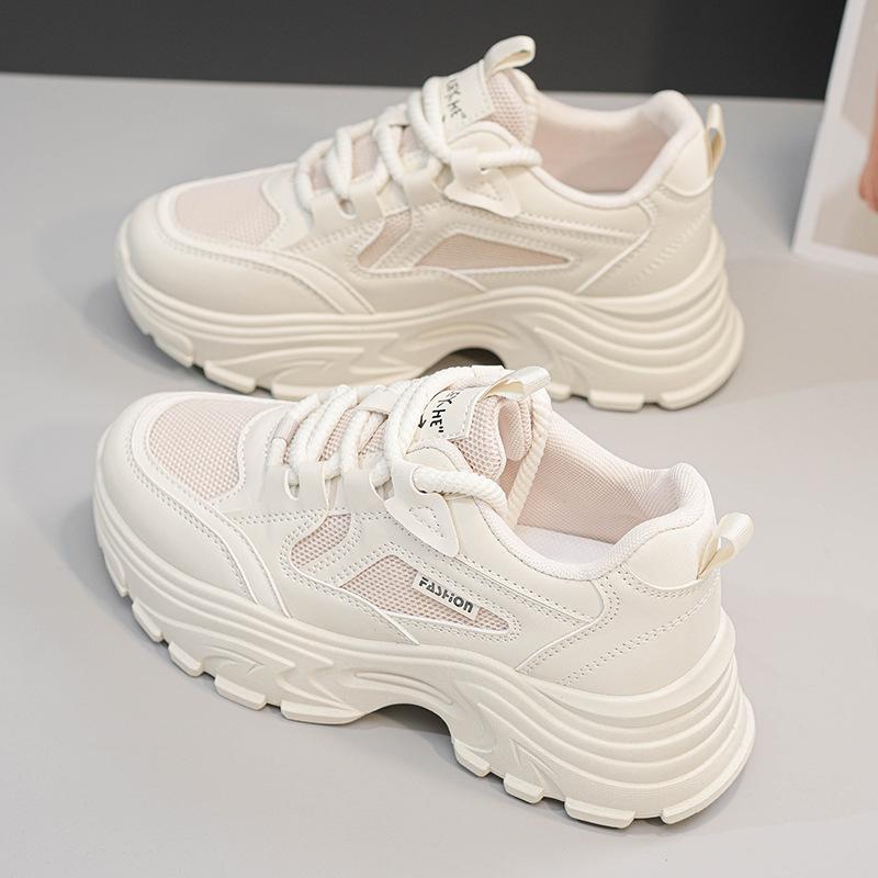 Dad Shoes Girl 2025 New Popular Spring and Summer Mesh Breathable Versatile Platform Casual Sneakers Lightweight Little White Shoes