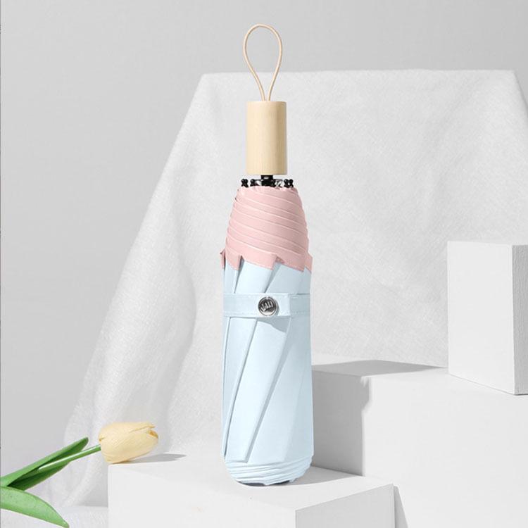 Custom Logo Folding Sun and Rain Dual-Use Umbrella with Colored Rubber Sun Protection