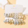 European and American Jewelry New High-end Gold Fashion Personality Exaggerated Stud Earrings Creative Circle Earrings Set