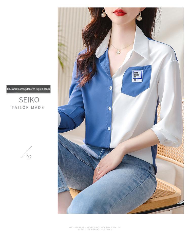 Dámská malá košile s dlouhým rukávem - Kolekce Evropský podzim 2023, Omlazující a stylová na jaro a podzim