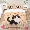 3pcs Love Cat Design Printed Duvet Cover Set (1 * Cover+2 * Pillowcase, Without Core), Suitable for Home Bedroom,