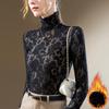 Turtleneck Lace Base Shirt for Women New Women's Sexy Perspective Crochet Inner Waist Top