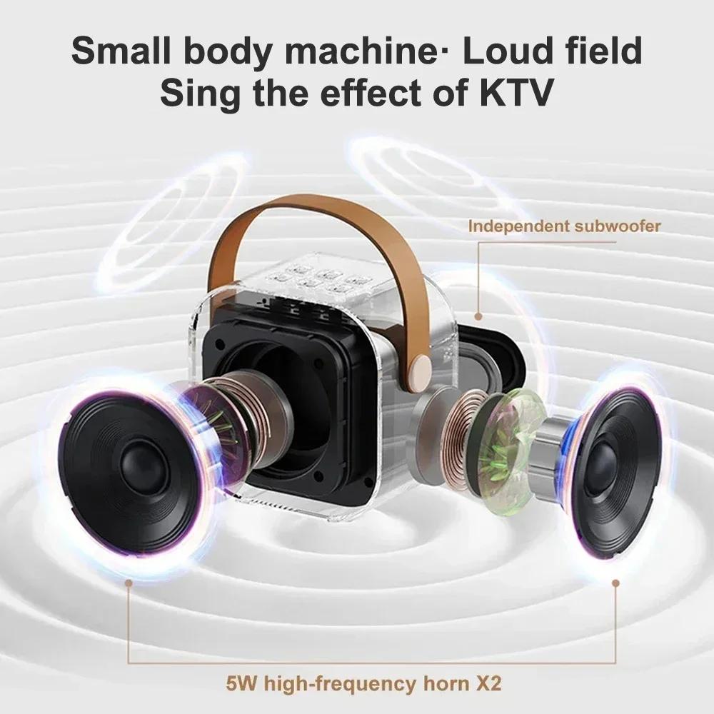 K12 Wireless Bluetooth Speaker with 2 Microphone RGB Portable Music Player Karaoke Machine for Family Singing Children's Gifts